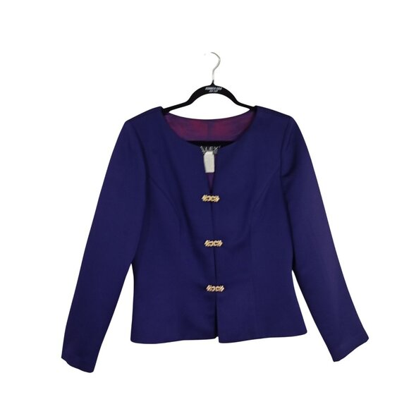 Alex Evenings Jackets & Blazers - Alex Evenings Blazer Jacket Gold Crystal Clasp Closures Womens Purple Size 12
